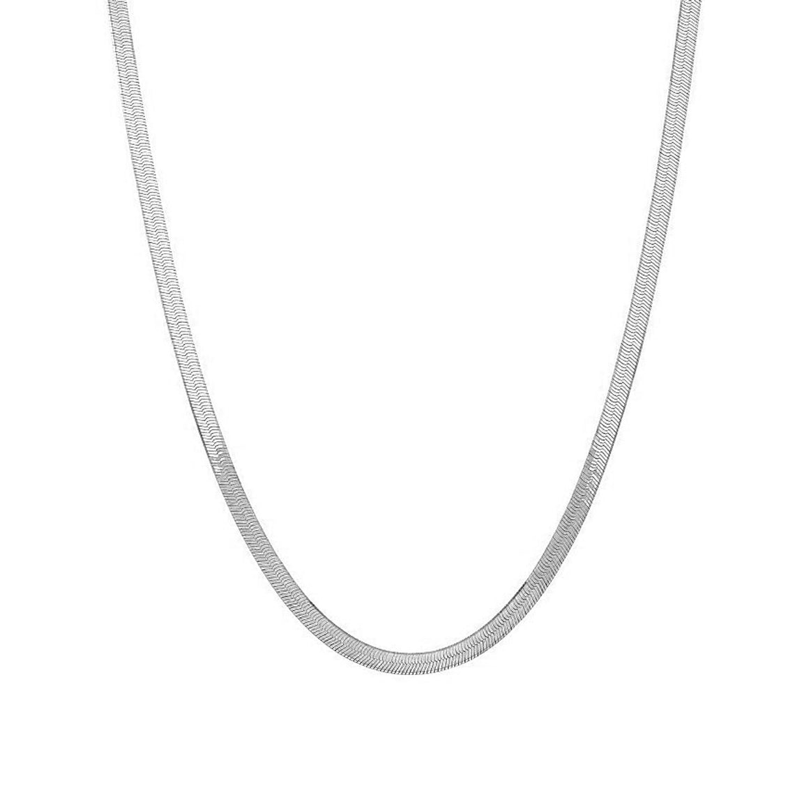 54 FLORAL 6mm HERRINGBONE FLAT CURB NECKLACE CHAIN - SILVER