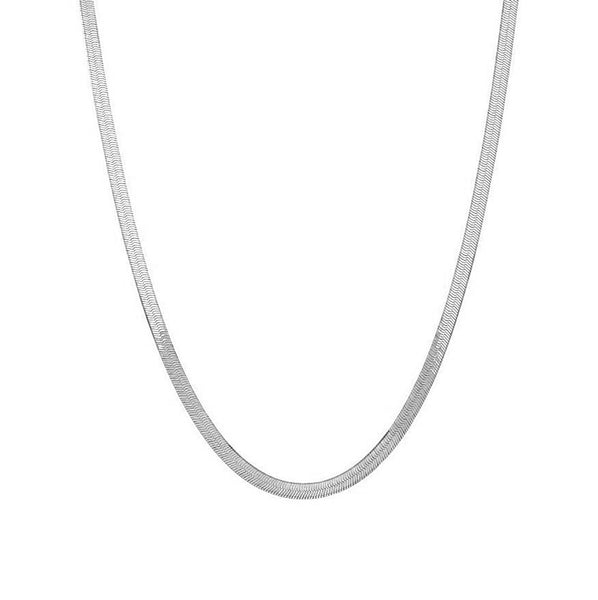 54 FLORAL 6mm HERRINGBONE FLAT CURB NECKLACE CHAIN - SILVER