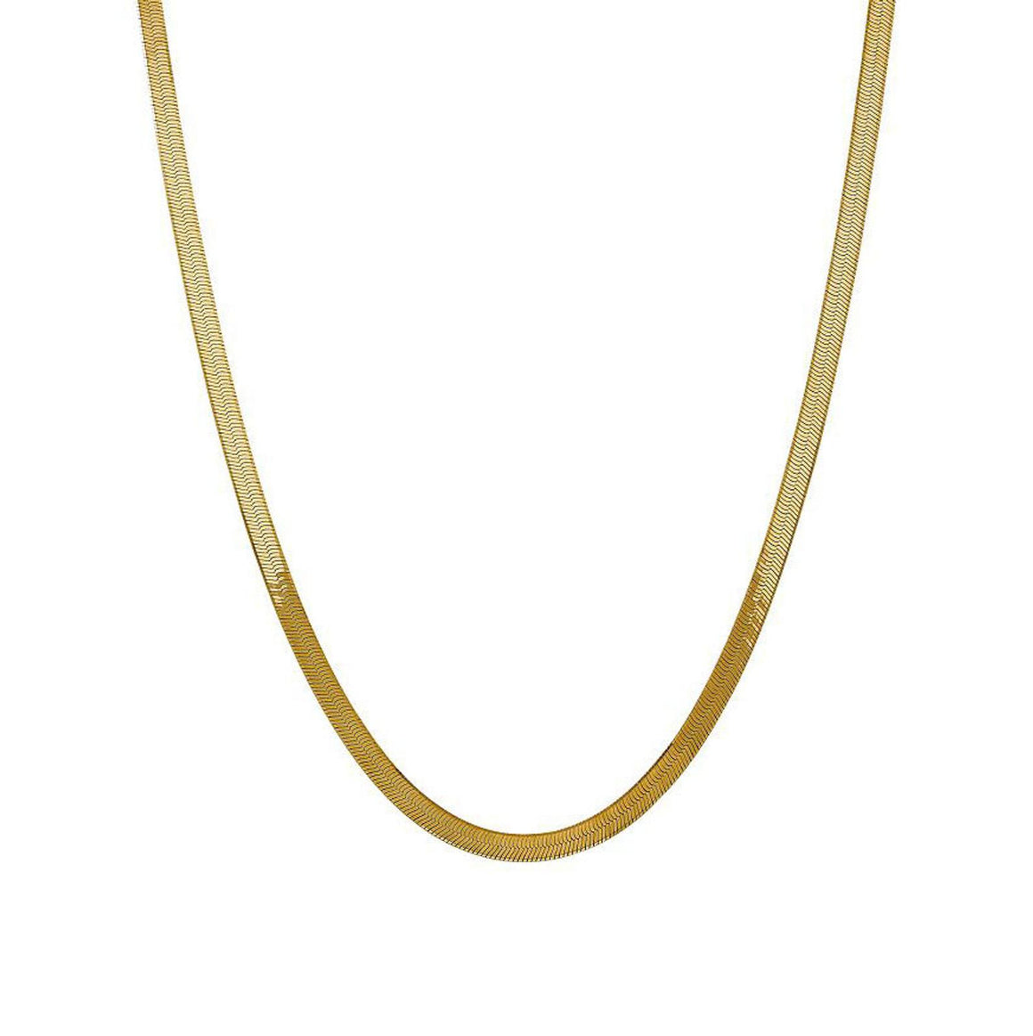 54 FLORAL 6mm HERRINGBONE FLAT CURB NECKLACE CHAIN - GOLD