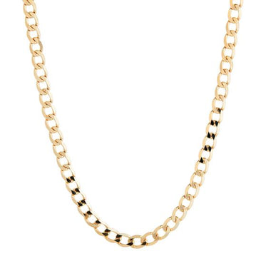 54 FLORAL 10mm 8K CURB NECKLACE CHAIN - GOLD