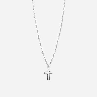 54 FLORAL OUTLINE CROSS CRUCIFIX PENDANT NECKLACE CHAIN - SILVER