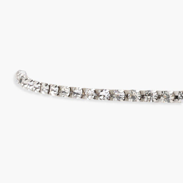 54 FLORAL 2.5mm ICED TENNIS CRYSTAL DIAMOND CURB NECKLACE CHAIN - SILVER